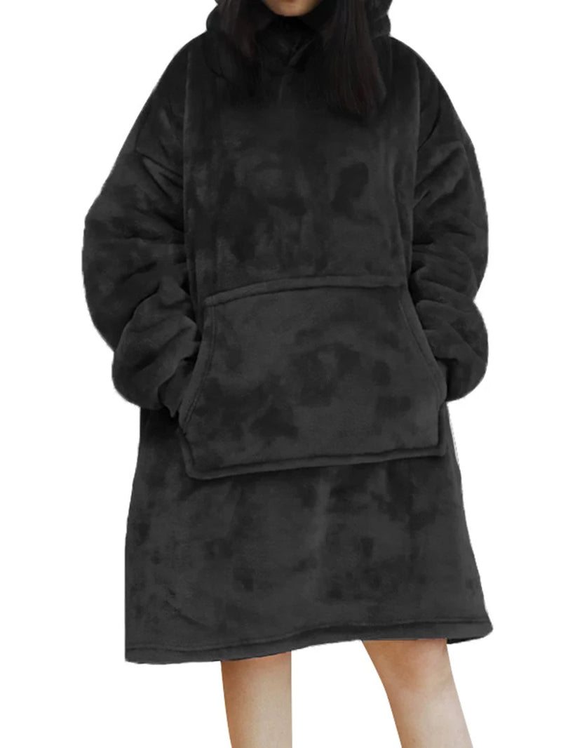 Oversized Hoodie Sweatshirt Women Tie Dye Hoodies Fleece Giant Wearable Blanket with Sleeves Winter Pullover Sudadera Mujer