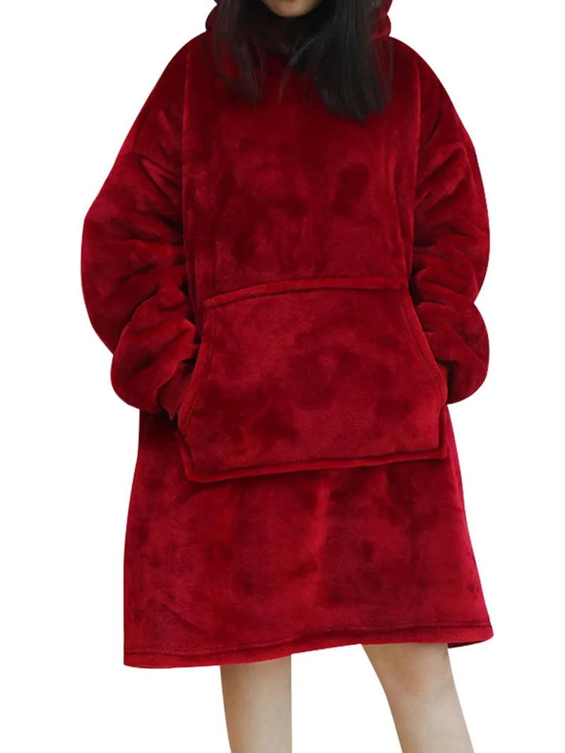 Oversized Hoodie Sweatshirt Women Tie Dye Hoodies Fleece Giant Wearable Blanket with Sleeves Winter Pullover Sudadera Mujer