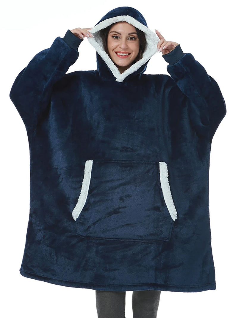 Oversized Hoodie Sweatshirt Women Tie Dye Hoodies Fleece Giant Wearable Blanket with Sleeves Winter Pullover Sudadera Mujer