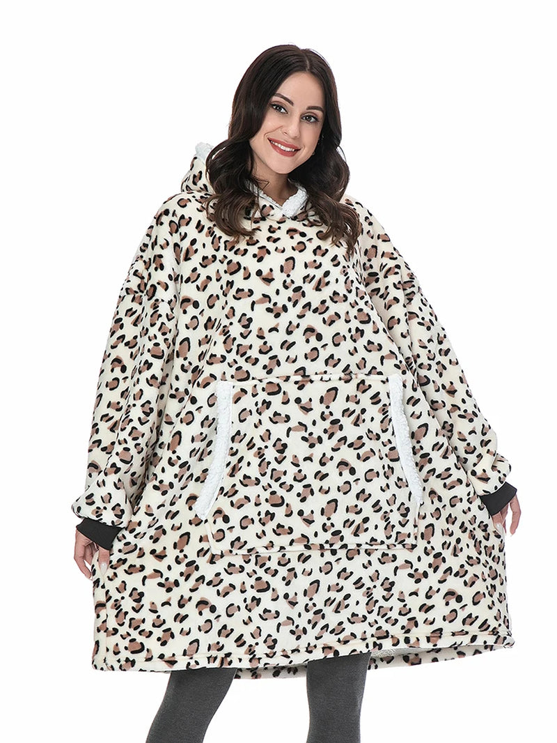 Oversized Hoodie Sweatshirt Women Tie Dye Hoodies Fleece Giant Wearable Blanket with Sleeves Winter Pullover Sudadera Mujer