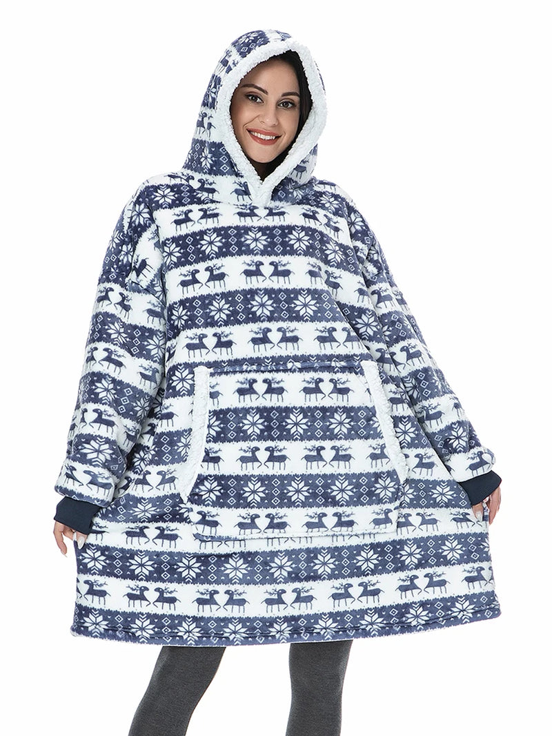 Oversized Hoodie Sweatshirt Women Tie Dye Hoodies Fleece Giant Wearable Blanket with Sleeves Winter Pullover Sudadera Mujer