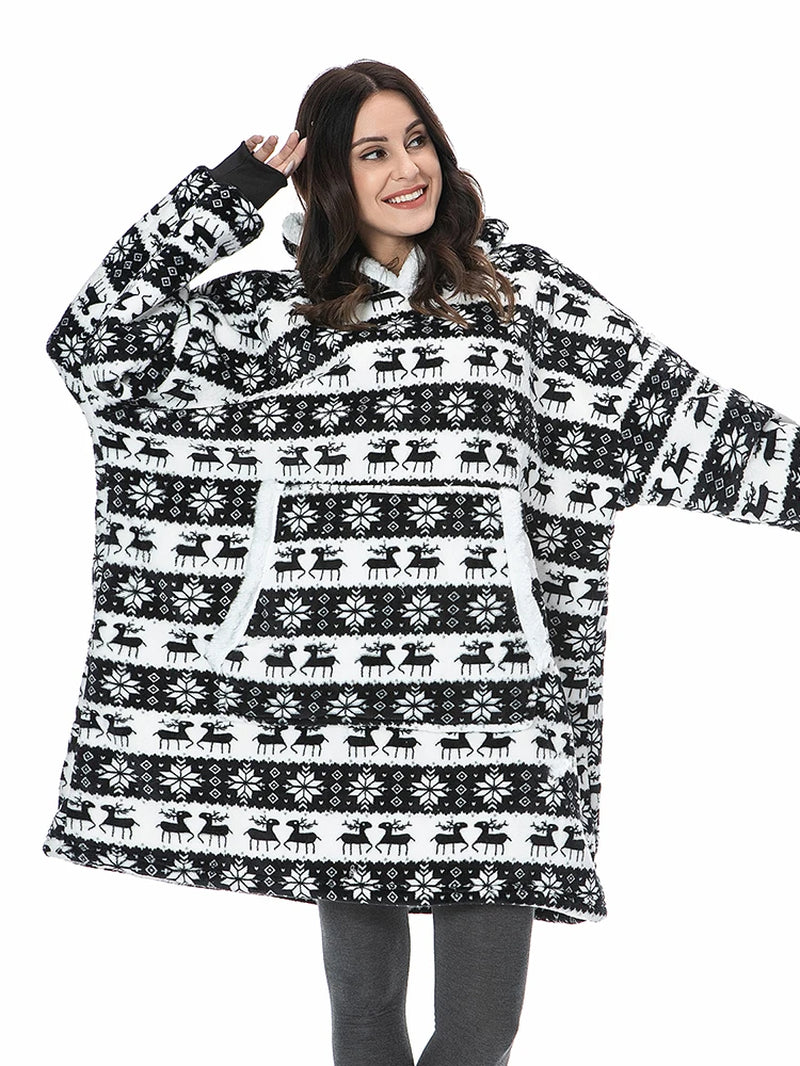 Oversized Hoodie Sweatshirt Women Tie Dye Hoodies Fleece Giant Wearable Blanket with Sleeves Winter Pullover Sudadera Mujer
