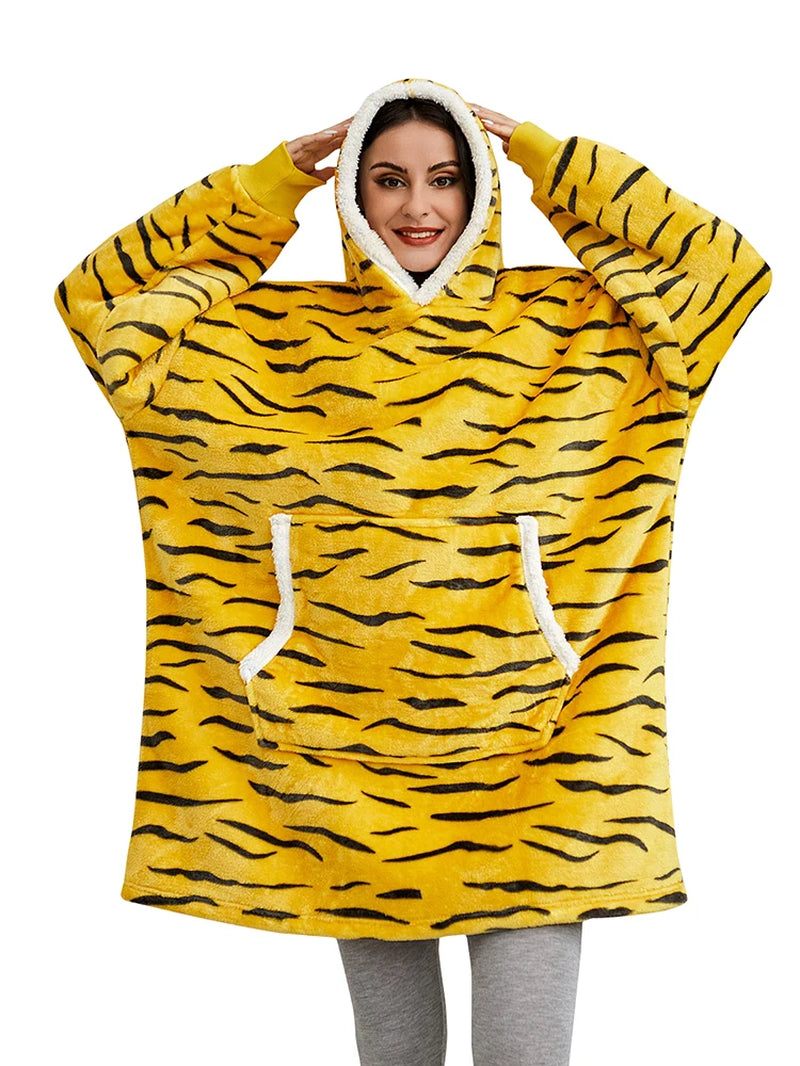 Oversized Hoodie Sweatshirt Women Tie Dye Hoodies Fleece Giant Wearable Blanket with Sleeves Winter Pullover Sudadera Mujer